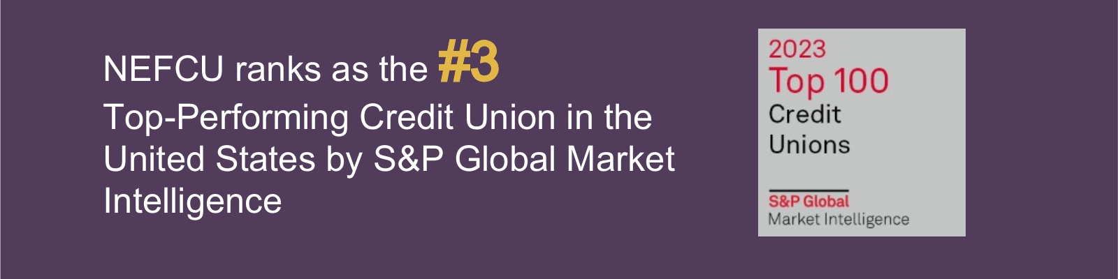 Purple banner announcing CU #3 ranking
as top performing CU